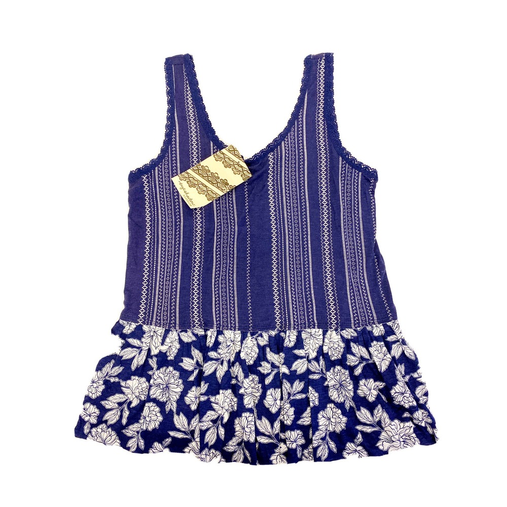 Size S Eyeshadow Tank Top~Regal Blue & White~Lace Detail~Rayon/Spandex Blend~NWT
